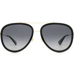 BRAND NEW Gucci GG0062S 011 57 Polarized Lens Gold & Black (Includes Case)